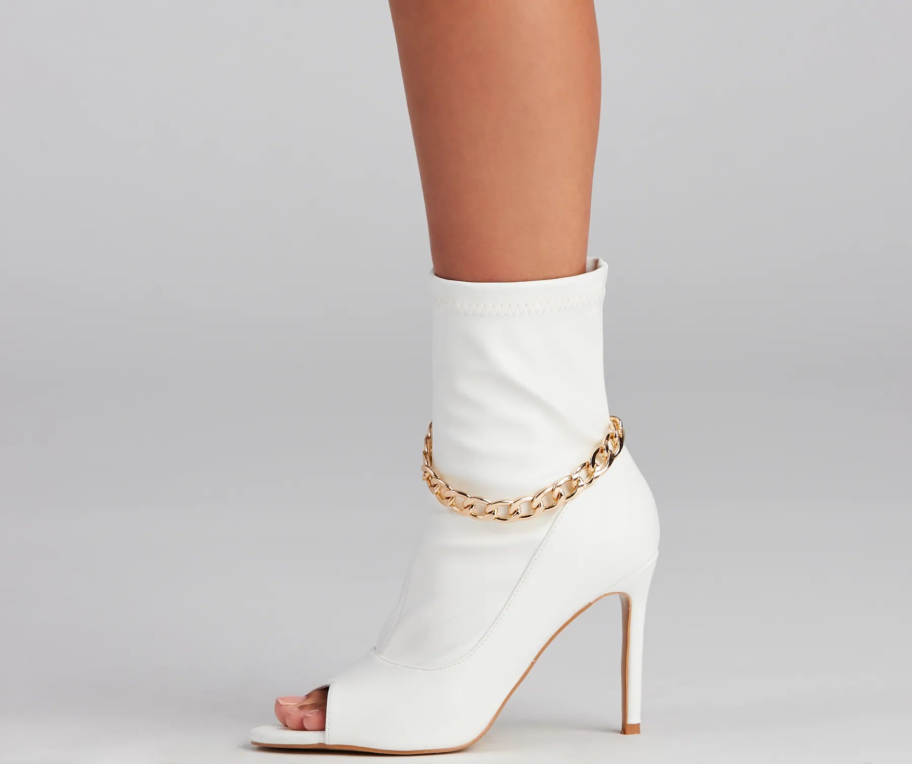 Fab Skórzane Botki z Łańcuszkiem