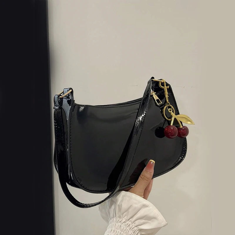 Amélie Cherry Charm Shoulder Bag – Women’s Crescent Handbag