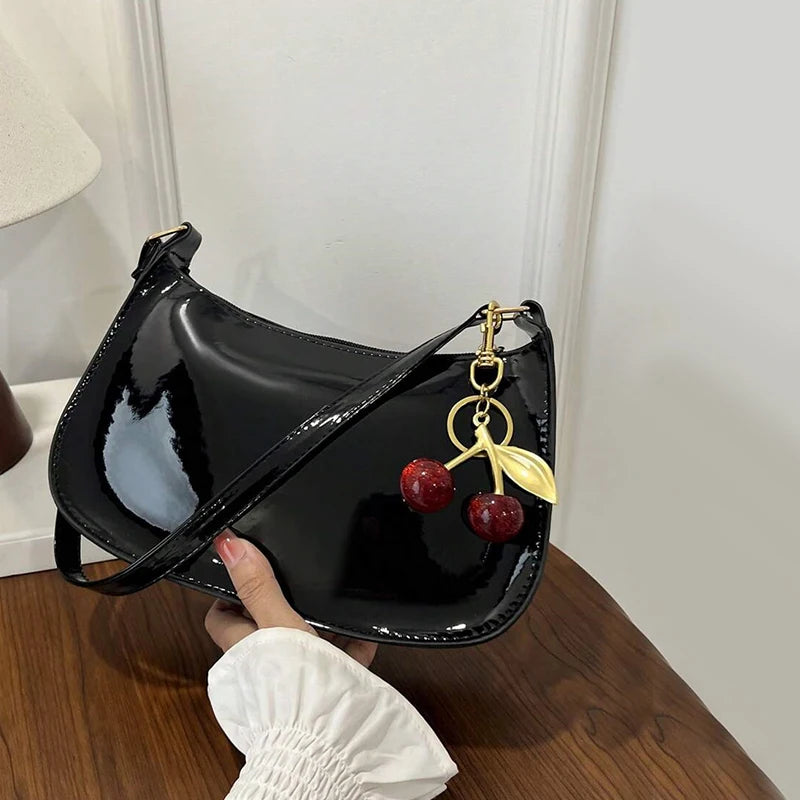 Amélie Cherry Charm Shoulder Bag – Women’s Crescent Handbag